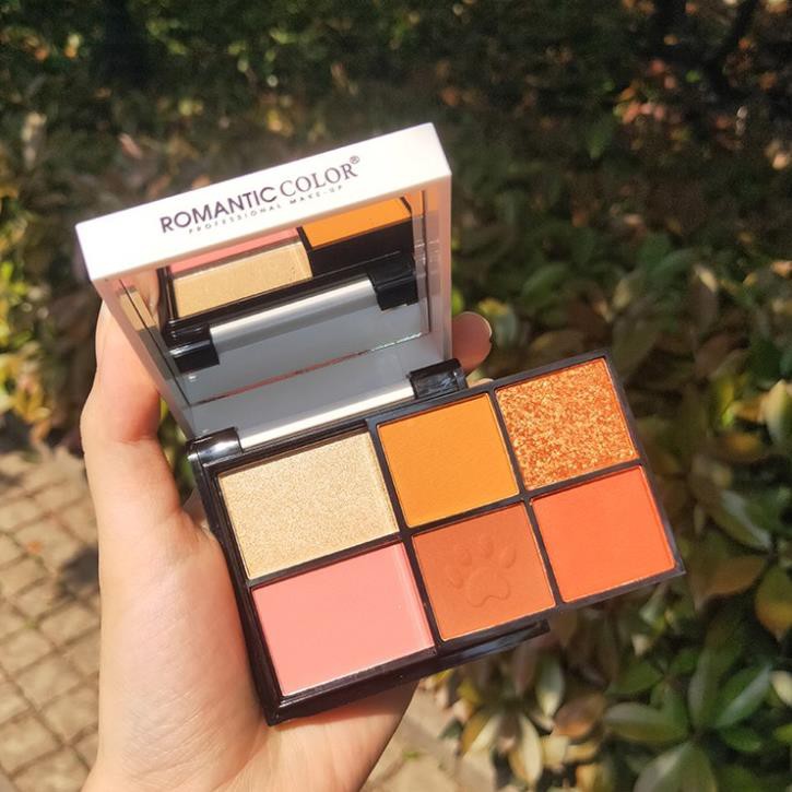 Bộ Trang Điểm 2 Tầng 4 Ô Phấn Mắt + 2 Ô Phấn Má + Phấn Bắt Sáng Của Romantic Color | BigBuy360 - bigbuy360.vn