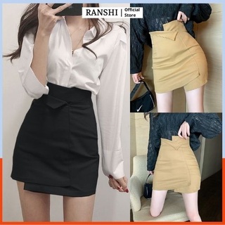Chân váy lệch 𝐖𝐀𝐘𝐋𝐘 𝐒𝐊𝐈𝐑𝐓 hai màu cực xinh, mặc đi làm, đi chơi linh hoạt, chất co giãn - ranshi shop