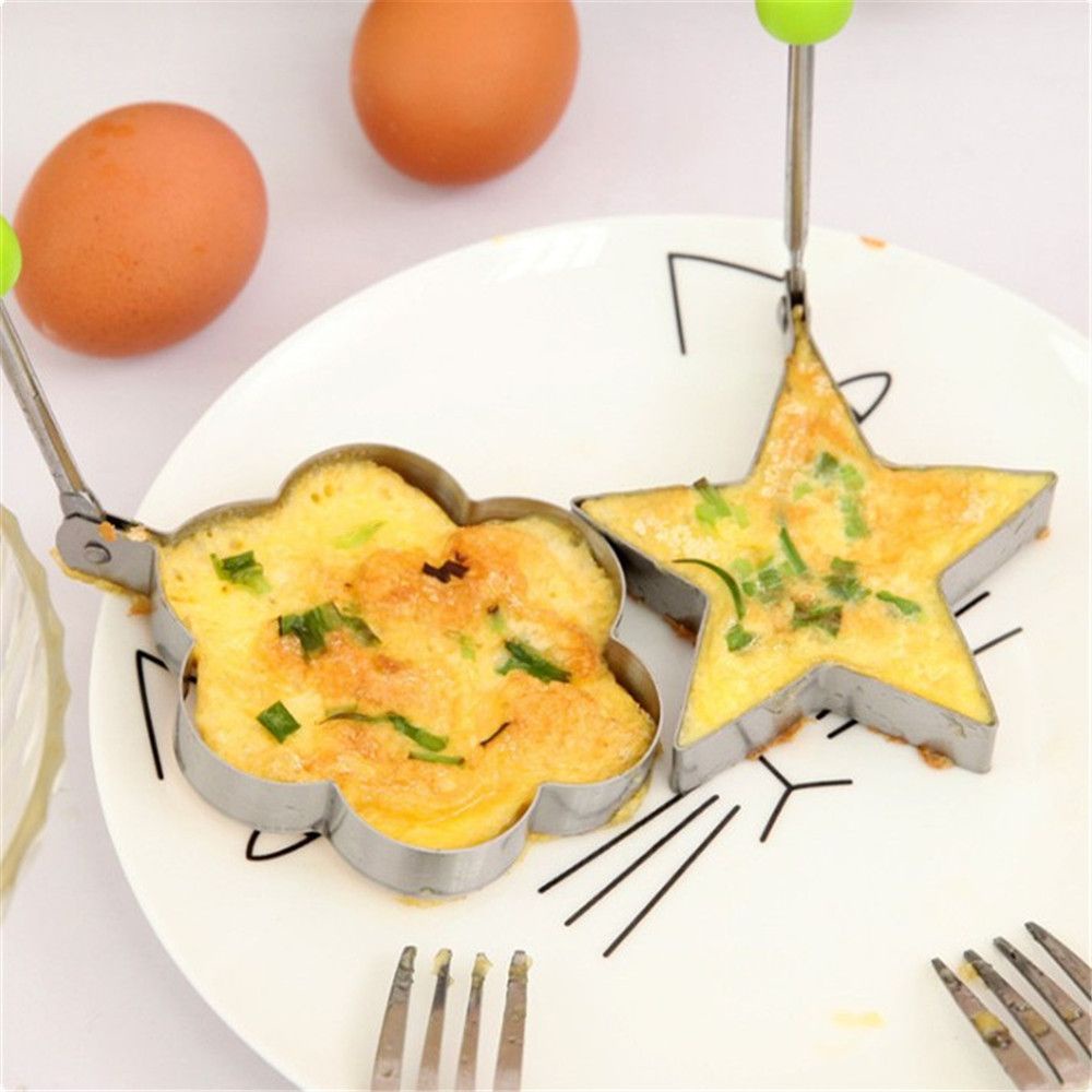Khuôn Chiên Trứng Hình Tròn / Ngôi Sao / Trái Tim Bằng Thép Không Gỉ