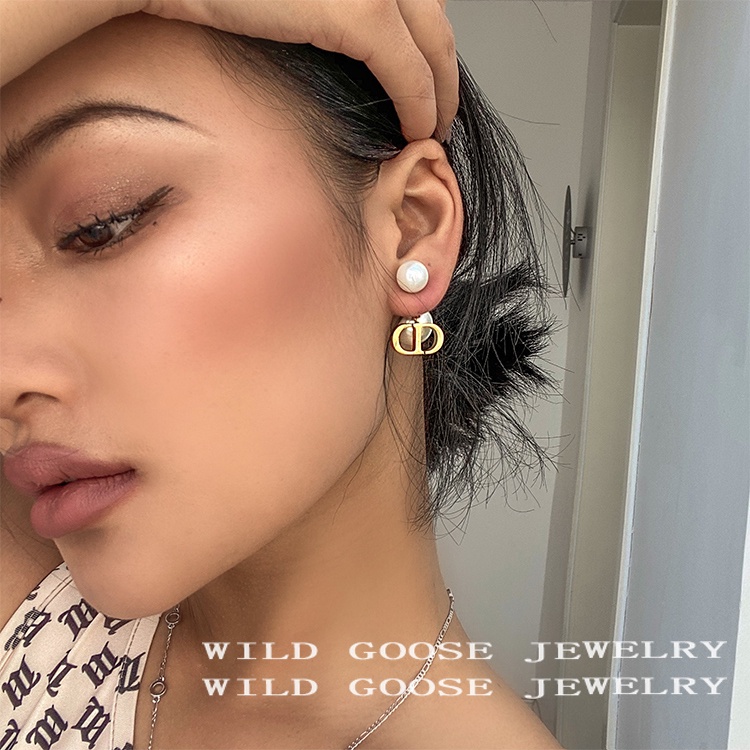 Vòng cổ/ Khuyên tai AY ngọc trai giả phối mặt chữ cái thời trang