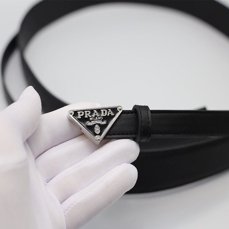 Prada Dây Nịt Da Bò Thật Mặt Kim Loại Khắc Chữ Cho Nam Và Nữ