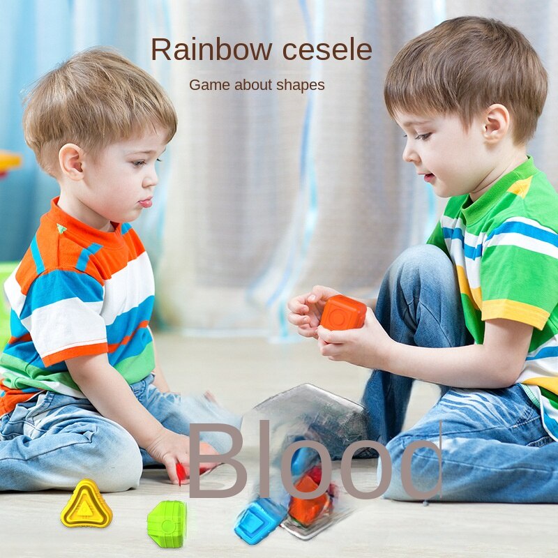 Đồ Chơi Khối Lập Phương Cầu Vồng Giáo Dục Nhận Thức Sớm Cho Trẻ Sơ Sinh