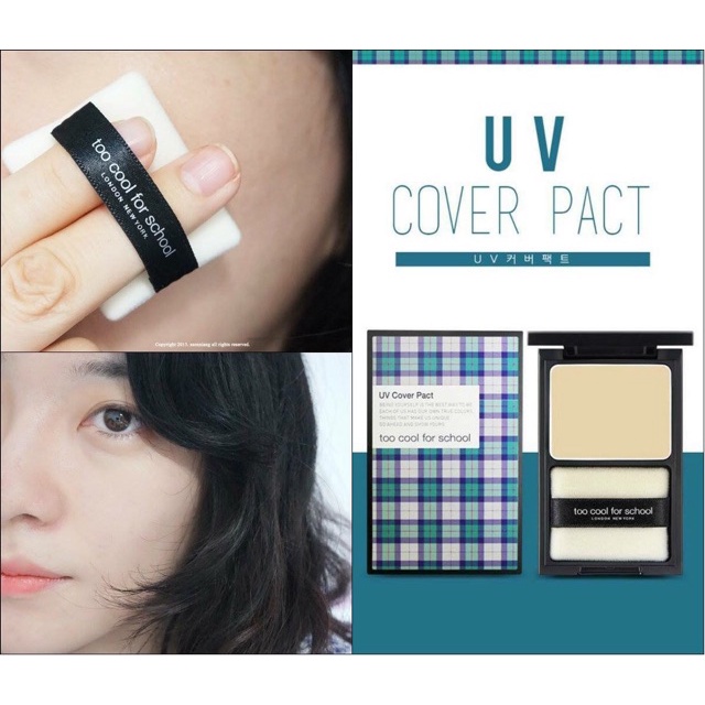 Phấn Phủ Kiềm Dầu Chống Nắng Nâng Tone Tự Nhiên Too Cool For School UV Cover Pact SPF50+/PA+++ (Hàn Quốc) | BigBuy360 - bigbuy360.vn