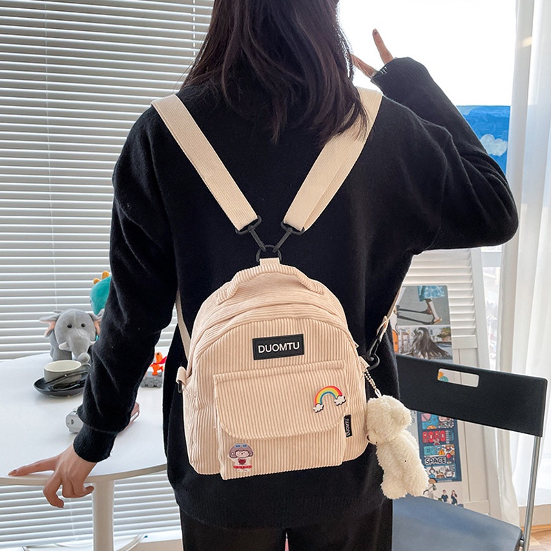 Balo Nữ Đeo Vai Nhiều Ngăn Túi Vải Nhỏ Vải Nhung Du Lịch 4 Màu