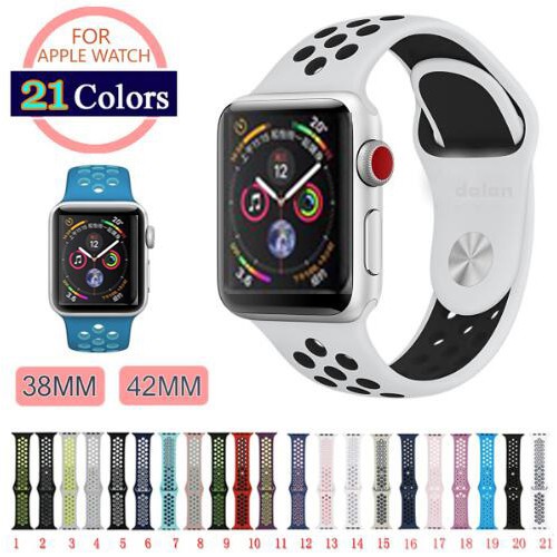 Hai tông màu Thể thao Vòng tay Đồng hồ Apple Silicone Dây đeo Thích hợp cho dòng iwatch 1/2/3/4 38-40-42-44MM