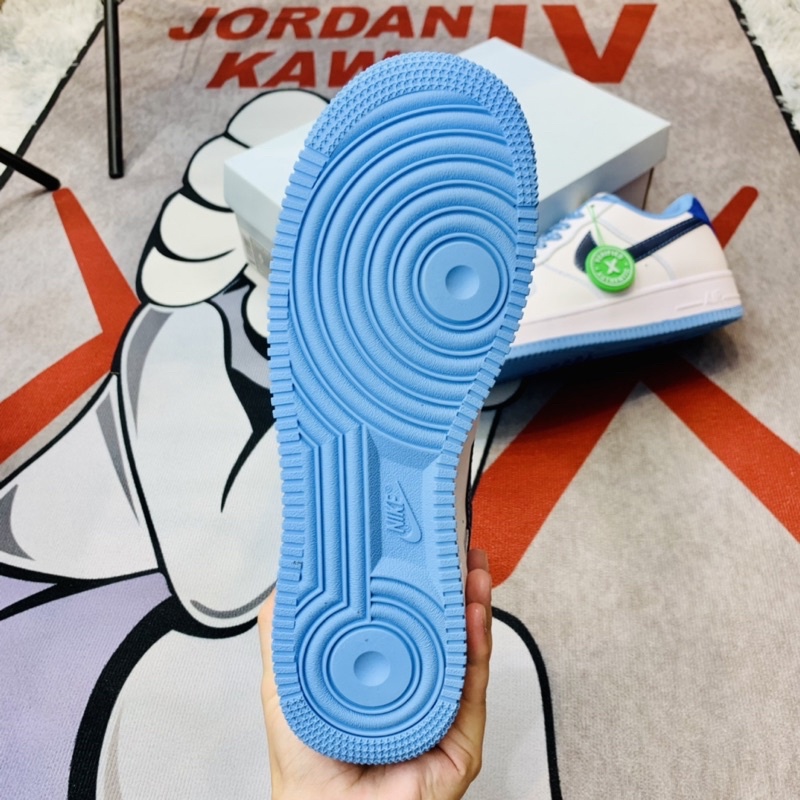 Giày thể thao sneaker cổ thấp AF1 Blue White Da Lộn Hàng SC