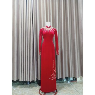 Bộ áo dài mẹ  vải nhung
