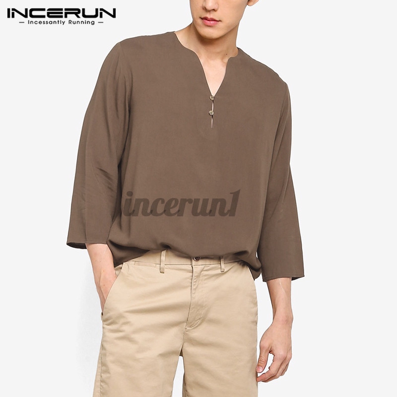 Áo Thun INCERUN Tay Lỡ Cổ Chữ V Thời Trang Nam | BigBuy360 - bigbuy360.vn