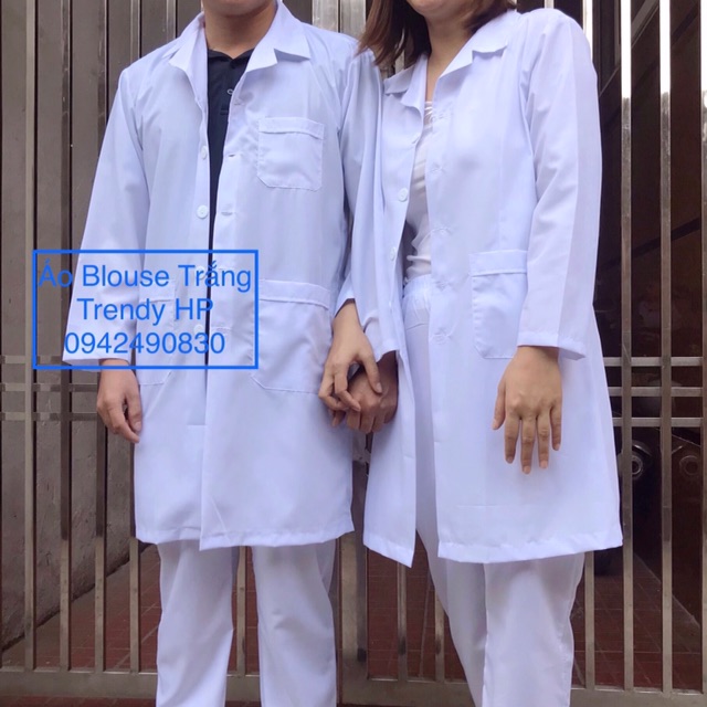 Áo choàng blouse bác sĩ, áo khoác blu dược sĩ dáng dài, dài tay chất Lon Nhật mát Nam nữ