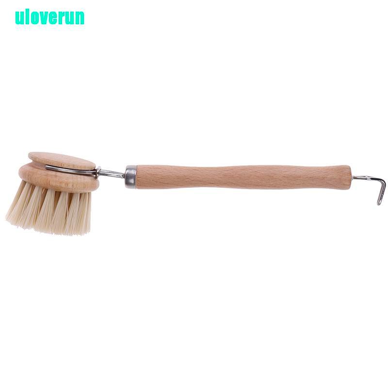 1 Bàn Chải Chà Nồi Tay Cầm Dài Bằng Gỗ Tiện Dụng