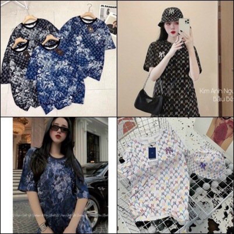 Áo thun tay lỡ unisex LV loang Magnolia