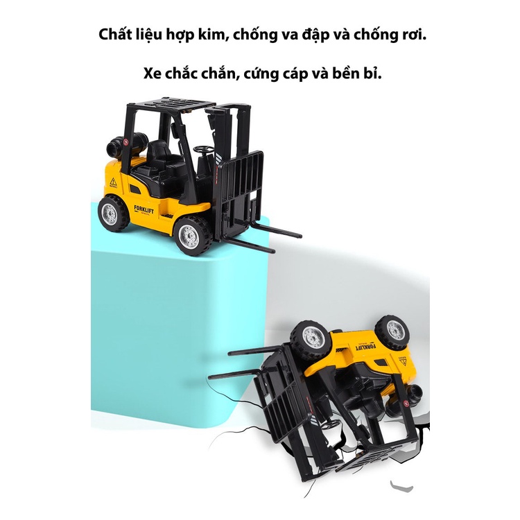 Đồ chơi mô hình xe nâng hàng kim loại mini tỷ lệ 1:50 an toàn cho bé có thể trang trí.