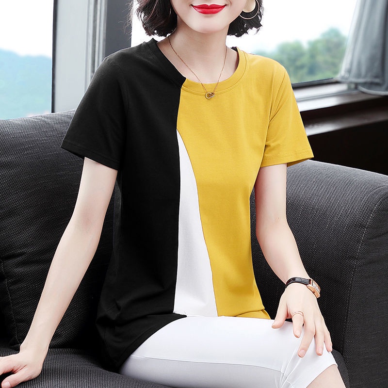 Áo Thun Tay Ngắn Dáng Rộng Thời Trang Cho Phụ Nữ Trung Niên