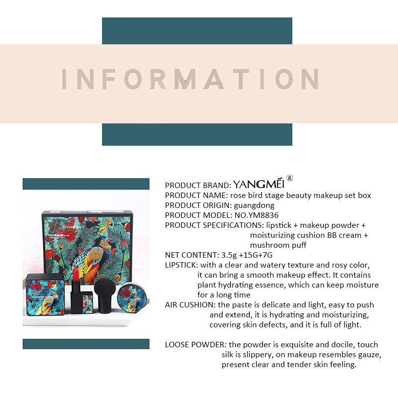 [Hàng mới về] Bộ phấn nước và son Yangmei thiết kế hình hoa và chim sang trọng | BigBuy360 - bigbuy360.vn