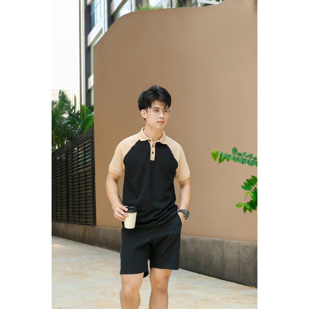 Áo thun POLO nam SEELU vải cá sấu Cotton, chống nhăn, thoáng mát - phối tay