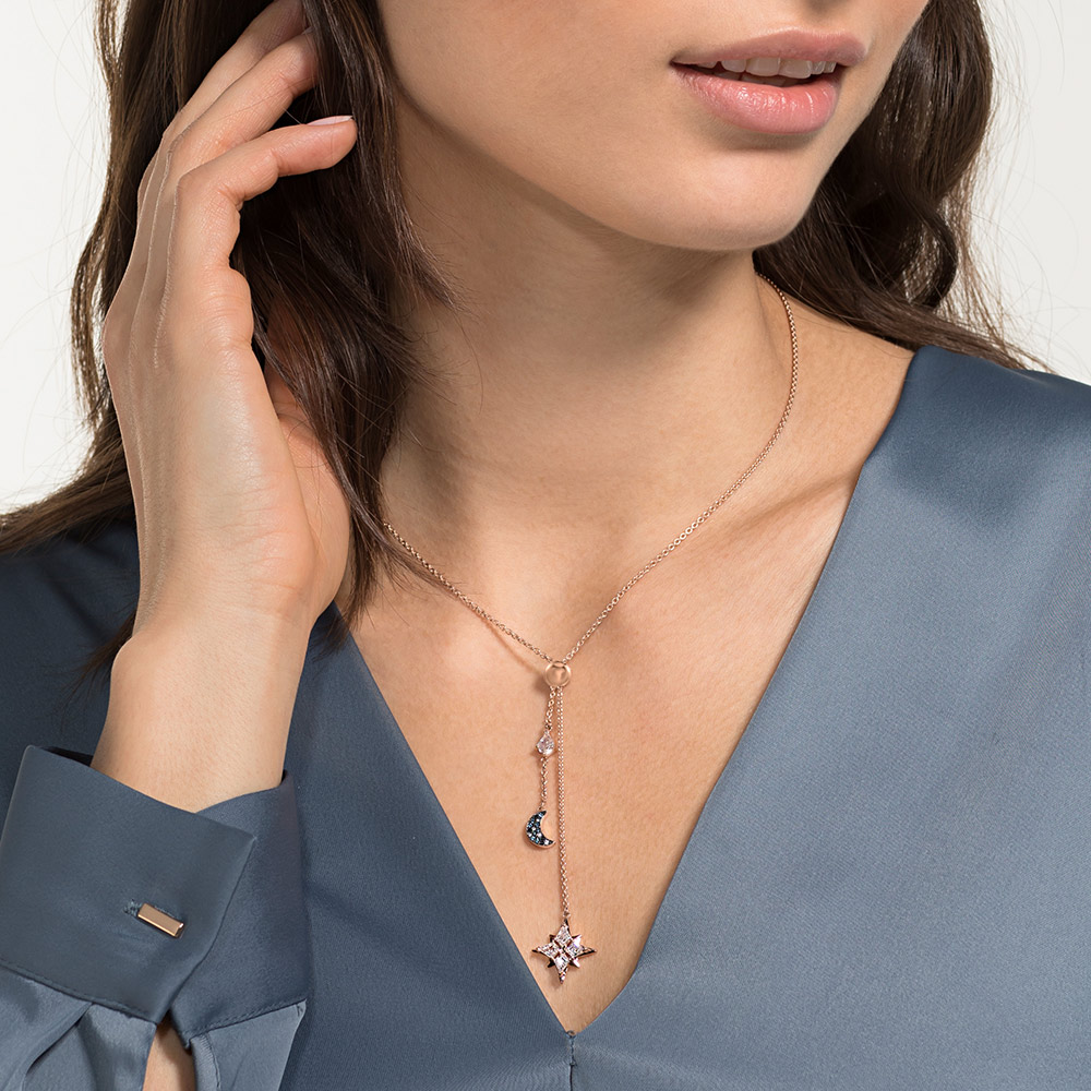 FREE SHIP Dây Chuyền Nữ Swarovski SYMBOL Sao sáng và Mặt trăng Necklace Crystal FASHION cá tính Trang sức trang sức đeo THỜI TRANG