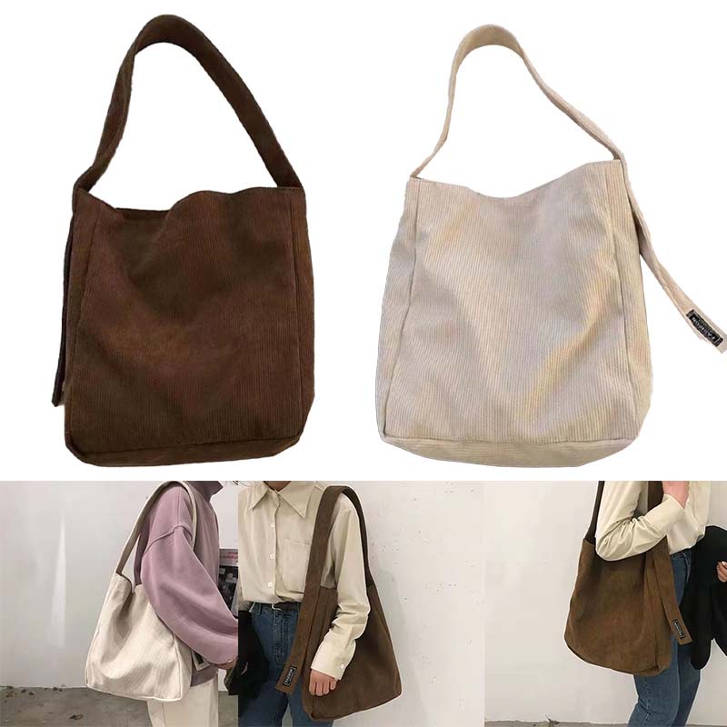 Túi Vải canvas Sợi to Phong Cách Cổ Điển Thời Trang Thu Đông 2021