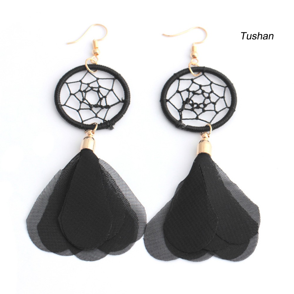 Đôi Bông Tai Dáng Dài Hình Dreamcatcher Độc Đáo Thời Trang Cho Nữ