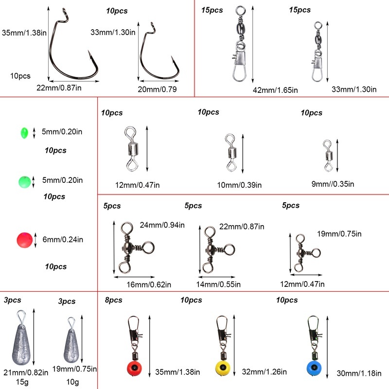 Bộ Phụ Kiện Câu Cá Sougayilang Gồm Móc Và Tạ Làm Chìm Dây Câu Kèm Móc Xoay Khác Nhau Có Hộp Đựng