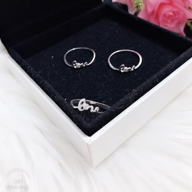 NHẪN NỮ CHỮ LOVE SANG CHẢNH - NHẪN NỮ BẠC TA ĐƯỜNG KÍNH 1.65CM