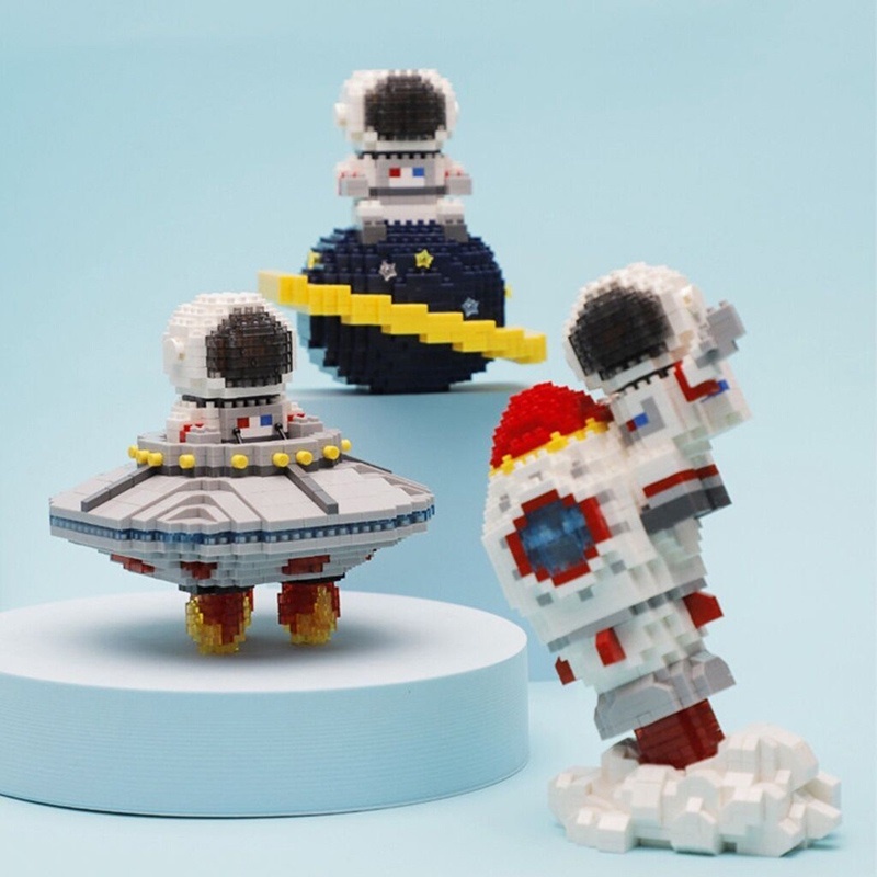 Bộ xếp hình nhân vật phi hành gia 3D ANDY KIDS mô hình tàu phi thuyền không gian UFO đồ chơi gắn kèm đèn led trang trí