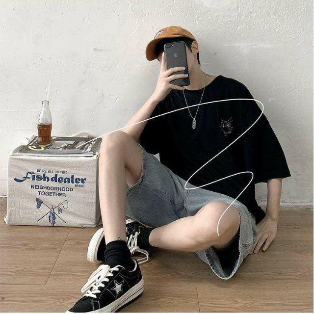 Áo thun tay lỡ Unisex Happy day pika