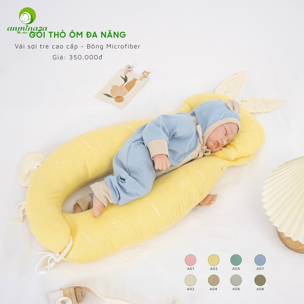 Gối ôm thỏ đa năng sợi tre Anminaza bông Microfiber cao cấp