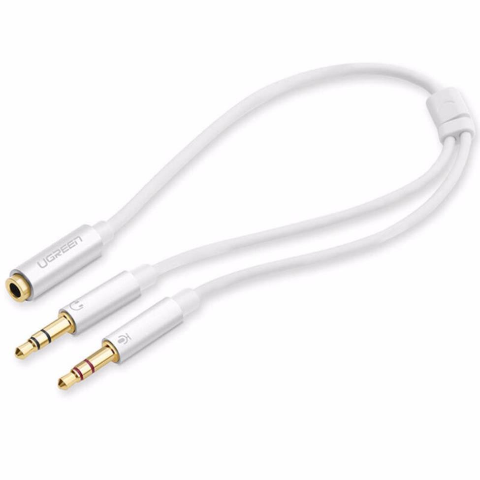 Dây Audio chuyển tai nghe 3.5mm sang 2 đầu Mic và Tai nghe dài 20CM UGREEN 20899 - Hàng chính hãng