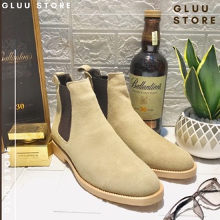 Chelsea boots plus 2019 da lộn màu kem