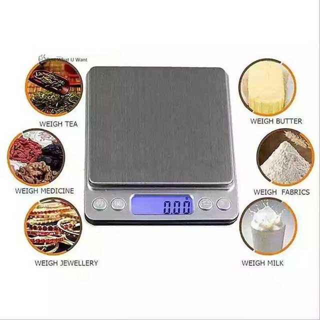 Cân tiểu ly - cân làm bánh điện tử nhà bếp mini định lượng 1g - 3kg làm bánh độ chính xác tuyệt đối L2000