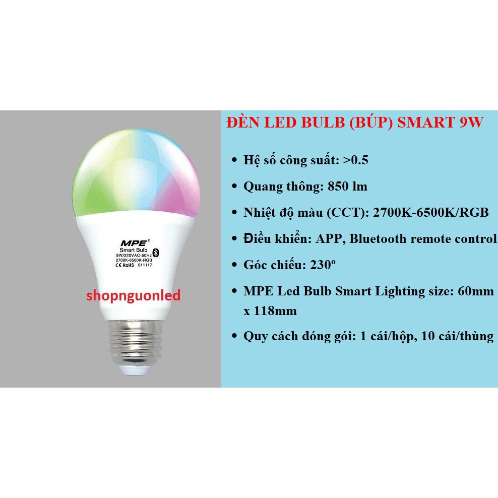 Đèn led Bulb smart LB-9-SM/LB-13-SM (NÊN MUA) ánh sáng nhiều màu,có thể kết nối wifi với điện thoại để điều khiển từ xa.
