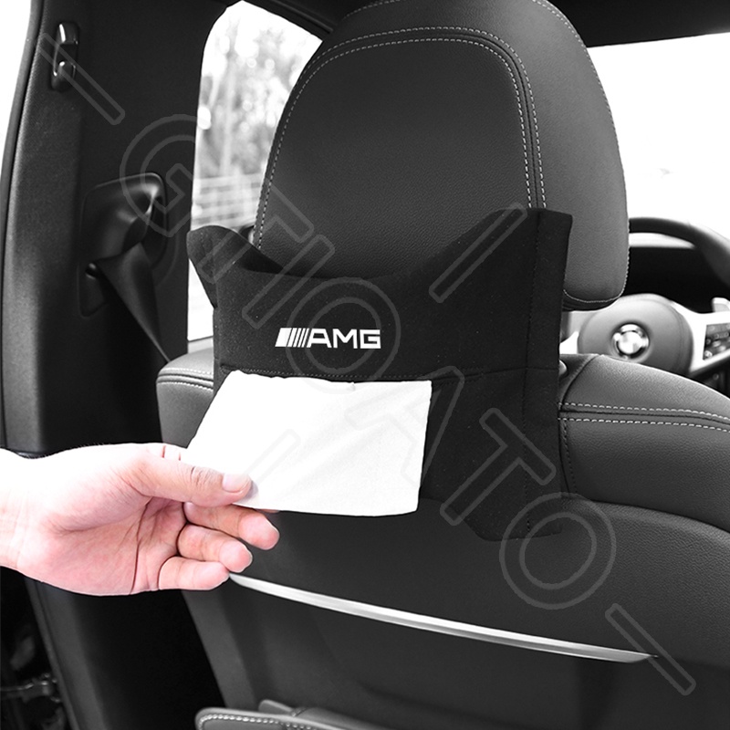 GTIOATO Cho AMG HộP ĐựNg GiấY ĂN Lưng Ghế Xe Hơi TúI Treo Đồ Sau Ghế Ô Tô Hộp Đựng Khăn Giấy Ô Tô HộP ĐựNg GiấY TrêN Xe Ô Tô TúI Treo Sau Ghế Ô Tô Phụ Kiện Xe Hơi Cho Mercedes Benz W124 W204 C300 GLC300 W212 S500 Benz AMG W205
