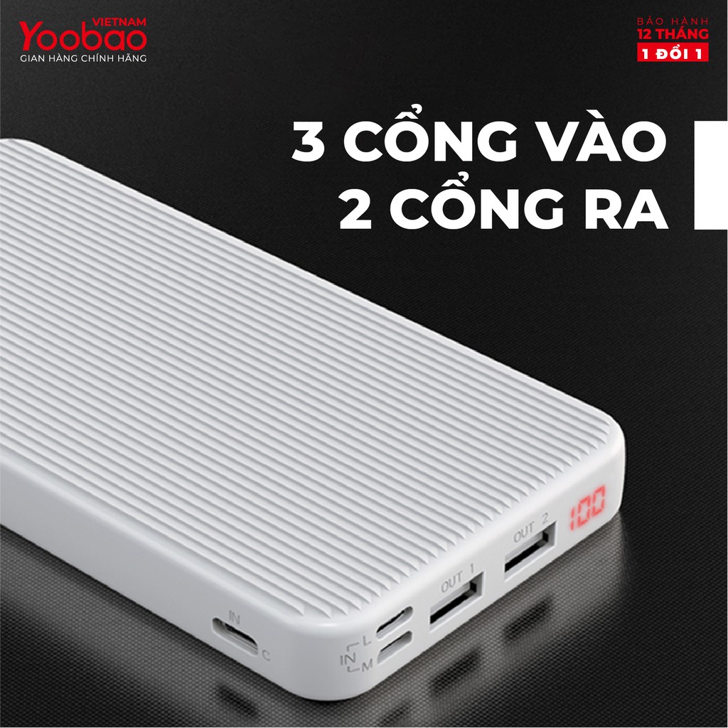 Sạc dự phòng Sạc nhanh PD 10000mAh Yoobao P10D Slim sạc nhanh PD Công suất 18W - Hàng chính hãng