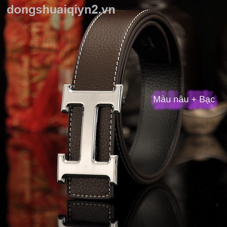 Thắt lưng da bò phối khóa cài hình chữ H thời trang cho nam