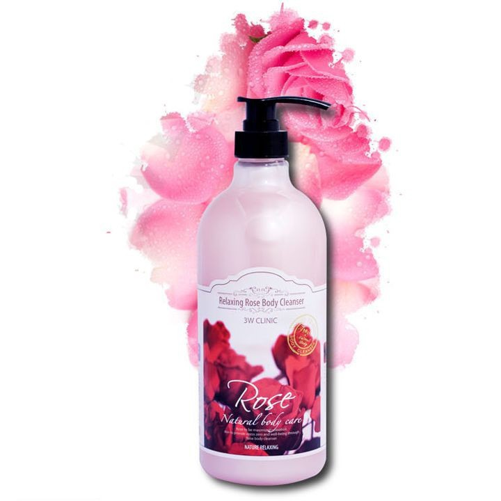 Sữa tắm dưỡng ẩm hương hoa hồng 3W CLINIC RELAXING BODY CLEANSER ROSE 1000ml - Hàn Quốc Chính Hãng