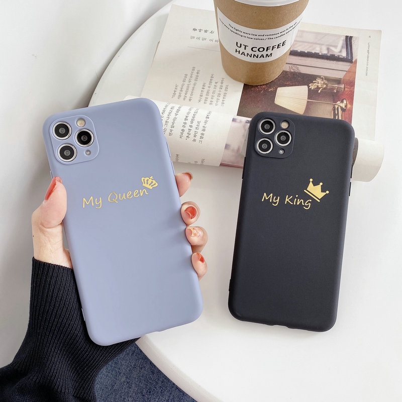 ST Ốp Lưng Họa Tiết Chữ My King Queen Thời Trang Cho Iphone 6 6s 7 8 Plus X Xr Xs Max 11 Pro Max Se 2020