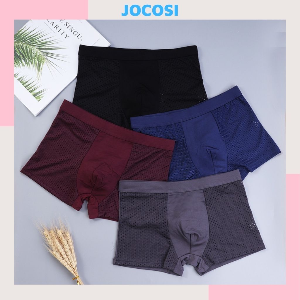 Quần lót nam boxer lưới lỗ thông hơi, Quần sịp đùi nam thun lạnh mềm mại thoáng mát JOCOSI NB79