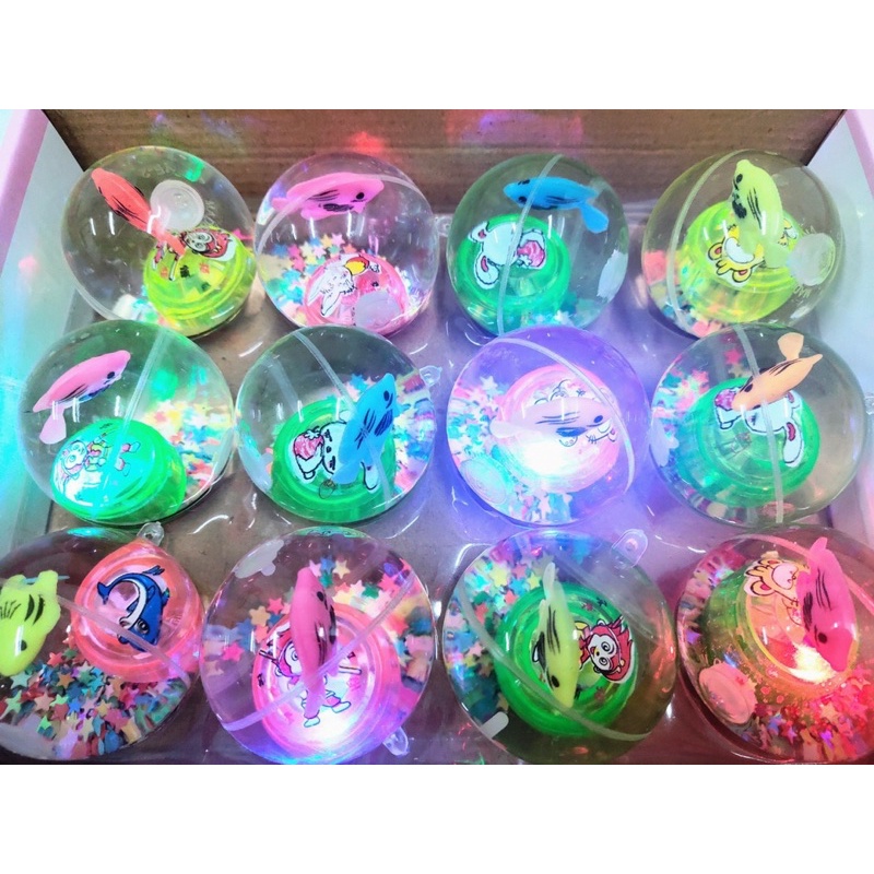 Đồ Chơi Bóng Nảy Phát Sáng Cho Bé, bóng nước có cá bơi cực đẹp