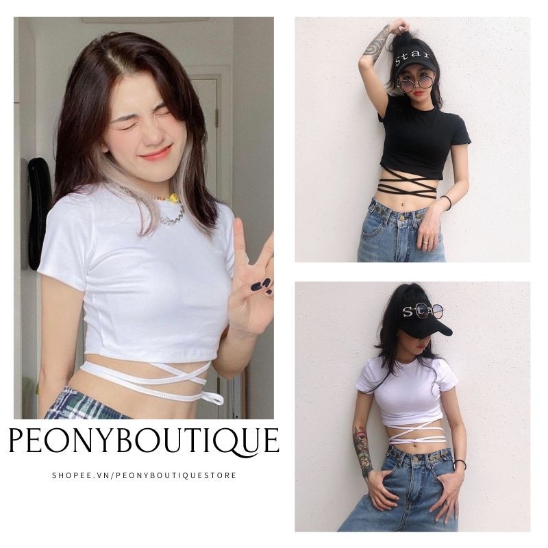 [Mã WASKT410K giảm 10K đơn 50K] Áo Croptop Thun Bozip Dây Đan Eo 🌺 Áo croptop thun nữ body co giãn 4 chiều SIÊU HOT 🌺