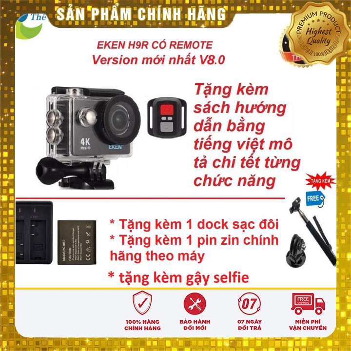 [Sale] Camera thể thao Eken H9R(có remote) version 8.1 tặng filter đỏ, dock sạc đôi và pin 1050 và thẻ nhớ kingston 32GB