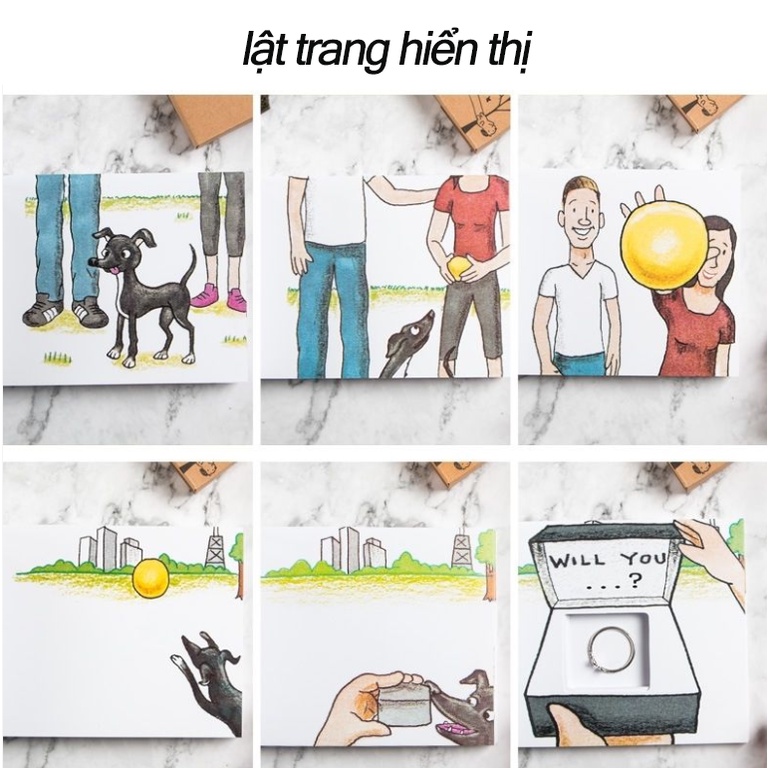 Hộp Đựng Nhẫn Nắp Lật Ẩn Hình Sách Lãng Mạn diy Làm Quà Tặng Cho Bạn Trai Bạn Gái