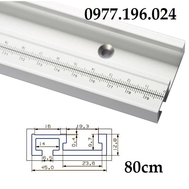 Thanh ray trượt bàn cưa in thước đo 40-60-80-100-120cm