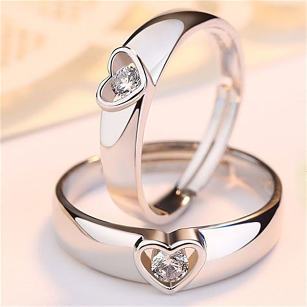 Set 2 Nhẫn Đính Đá Thời Trang Cho Cặp Đôi