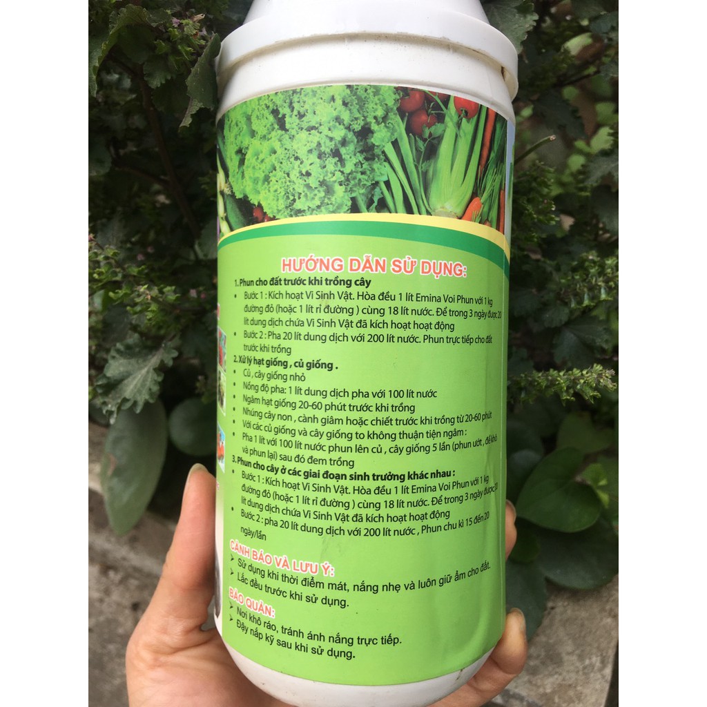 Chế phẩm EMINA VOI PHUN 100% hữu cơ dùng xử lý đât, hạt giống trước khi trồng cây