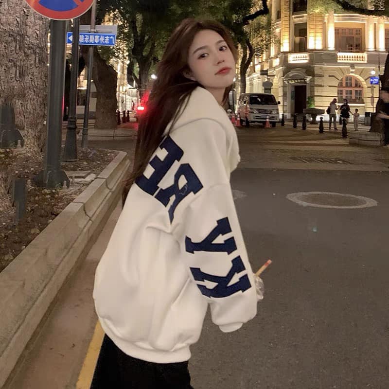 Áo khoác hoodie zip form rộng