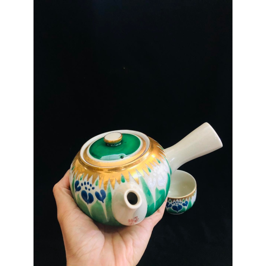 Bộ trà kutani vẽ Hoa Diên Vĩ dát vàng