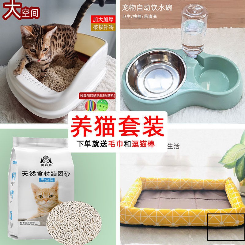 Đồ dùng cho mèo Bộ dành cho mèo Cần mua Bộ Kitten Bộ hoàn chỉnh gồm Hộp lót chuồng, cát vệ sinh cho mèo, Toilet cho mèo,