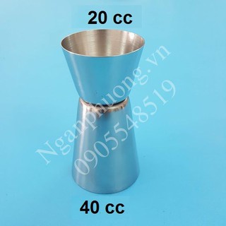 Jigger đong, lyđong inox 2 đầu 20CC- 40CC