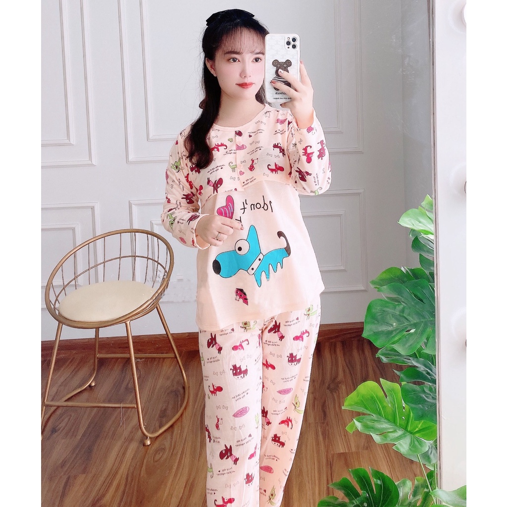 Bộ bầu - bộ sau sinh - cho con bú - chất liệu cotton ( Con Chó 4 B )