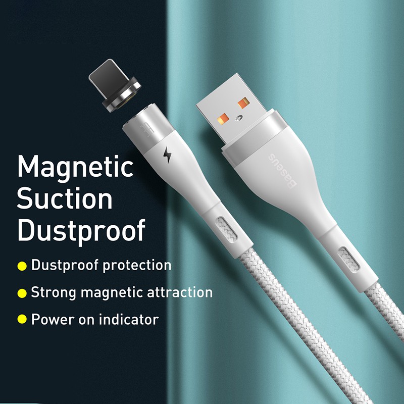 Cáp nam châm lightning Baseus Zinc Magnetic Safe Fast Charging Data Cable 2.4A 1m CALXC-K02